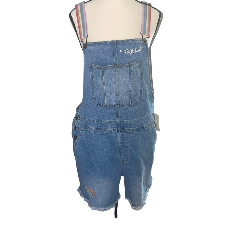 Take Pride RAINBOW Straps QUEEN DENIM OVERALLS JEANS Size M, NWT - Picture 3 of 9